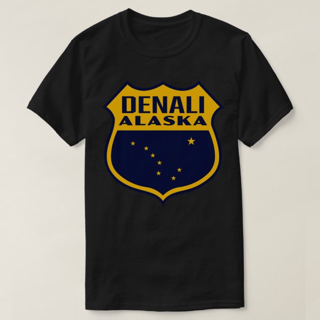 Camiseta Denali Alaska Retro Shield Amarelo (Frente do Design)