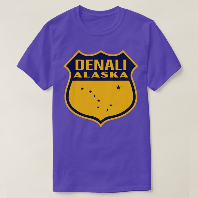 Camiseta Denali Alaska Retro Shield Blue (Frente do Design)