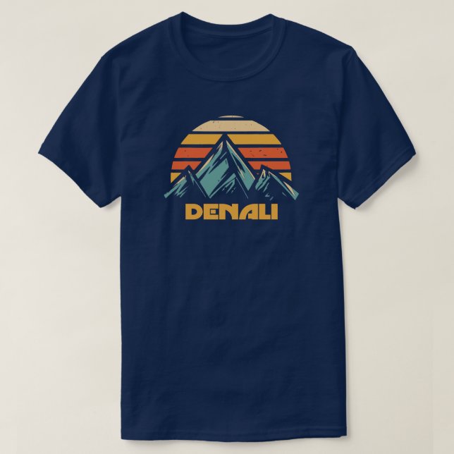 Camiseta Denali Alaska Retro Turquesa (Frente do Design)