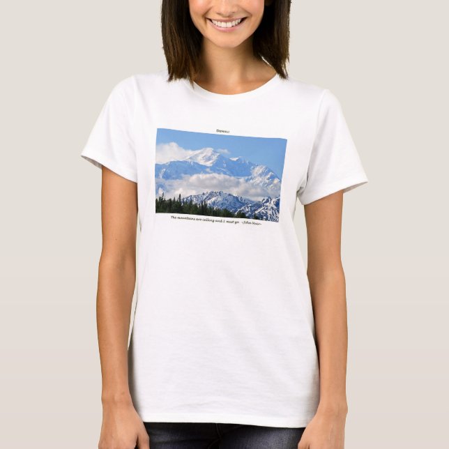 Camiseta Denali/Mtns está chamando-j Muir/com beira (Frente)