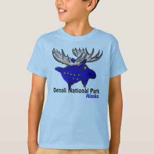 Camiseta Denali National Park Alaska flag elk boys tee