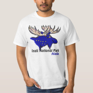 Camiseta Denali National Park Alaska flag elk value tee