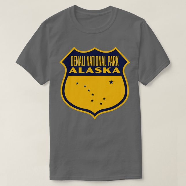 Camiseta Denali National Park Alaska Retro Shield Blue (Frente do Design)