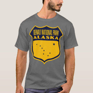 Camiseta Denali National Park Alaska Retro Shield Blue