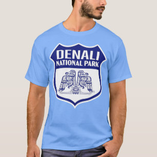 Camiseta Denali National Park - Retro Bird Shield Blue