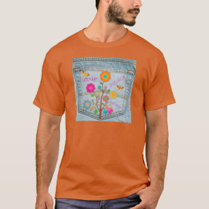 Camiseta Denim Back Pocket Flores Paz Esperança