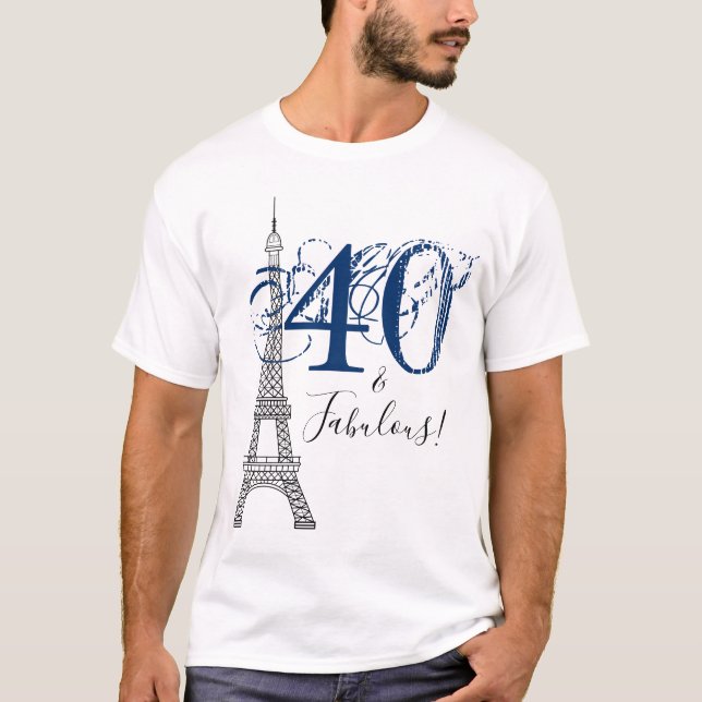 Camiseta Denim Blue 40 e Fabulosa Torre Eiffel Paris (Frente)