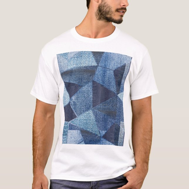Camiseta Denim Urban: Patchwork Disparada. (Frente)