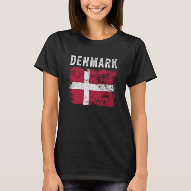 Camiseta Denmark Flag Distressed Men Women Kids Danish Flag (Frente)