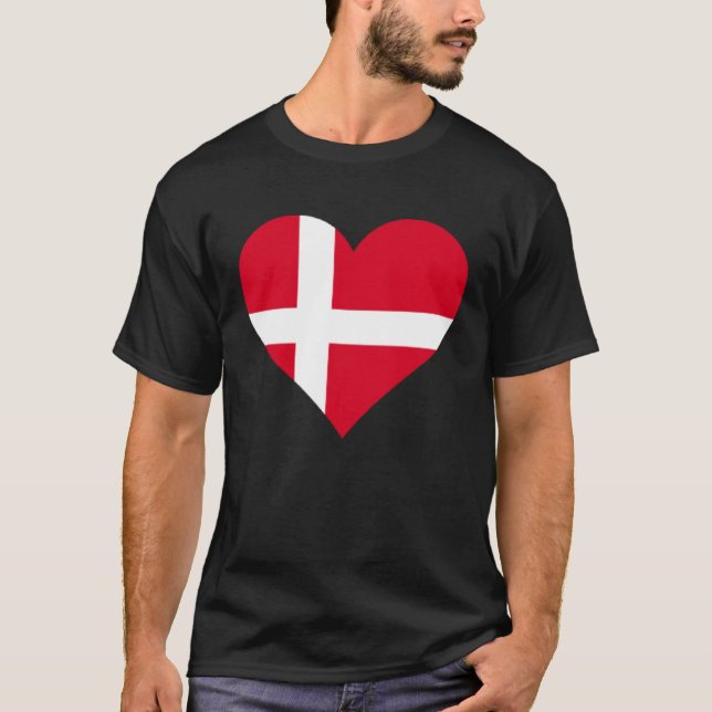 Camiseta Denmark Flag Heart Denmark Gifts Love Denmark (Frente)