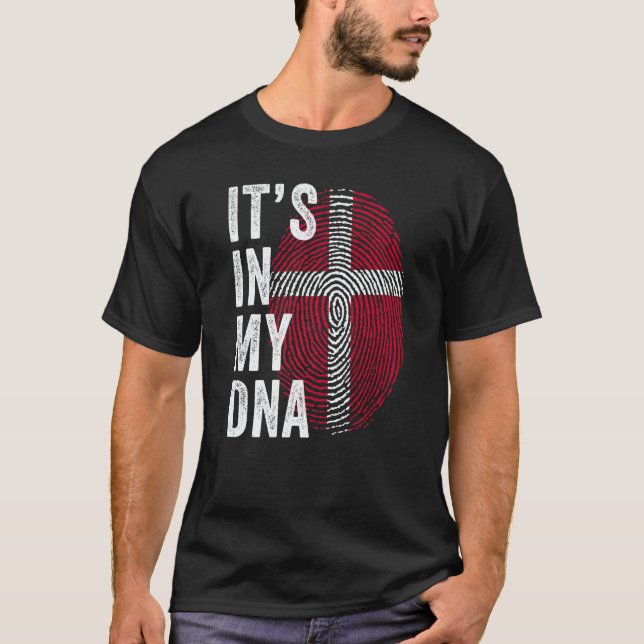 Camiseta Denmark It's In My DNA Cute Danish Fingerprint Fla (Frente)