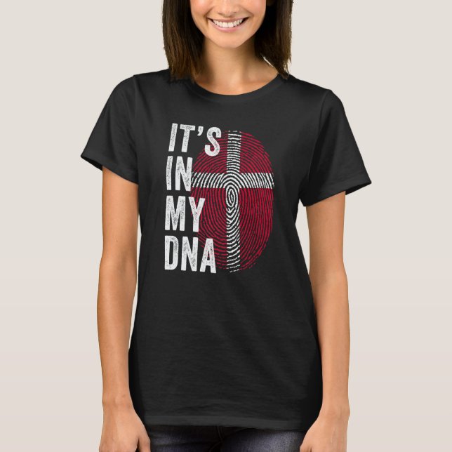 Camiseta Denmark It's In My DNA Cute Danish Fingerprint Fla (Frente)