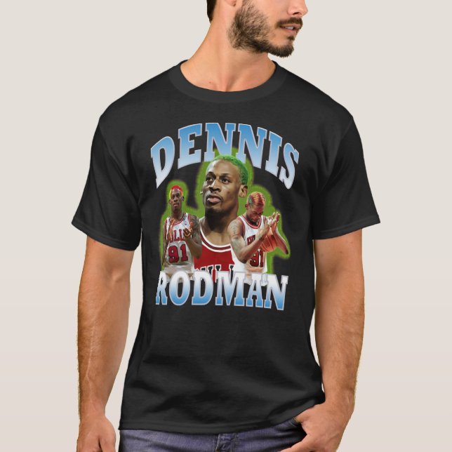 Camiseta Dennis Rodman Vintage Bootleg Clássico T-Shirt (Frente)