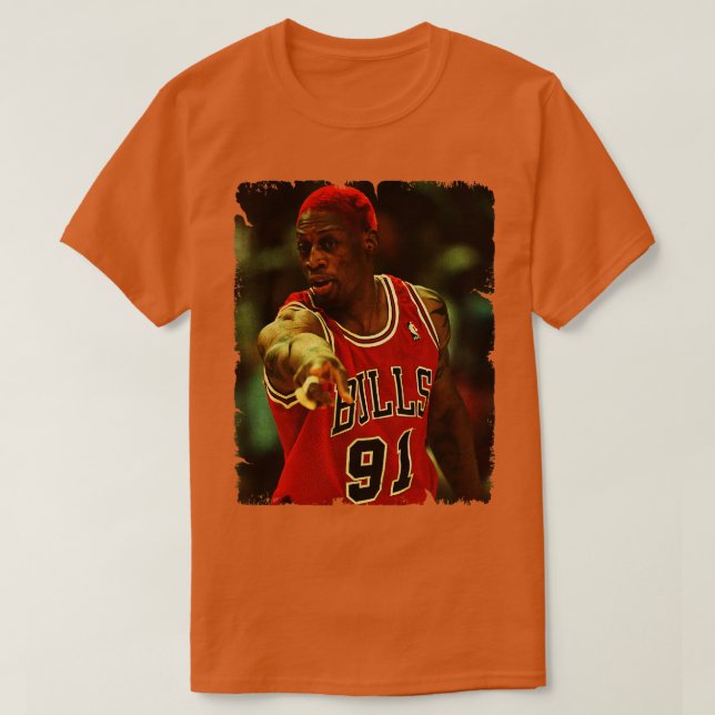 Camiseta Dennis Rodman Vintage Design De Basquete 4 (Frente do Design)
