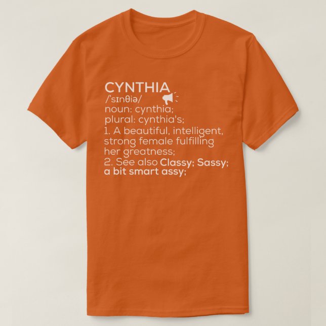 Camiseta Denominação Cynthia Denominação comercial 1 (Frente do Design)
