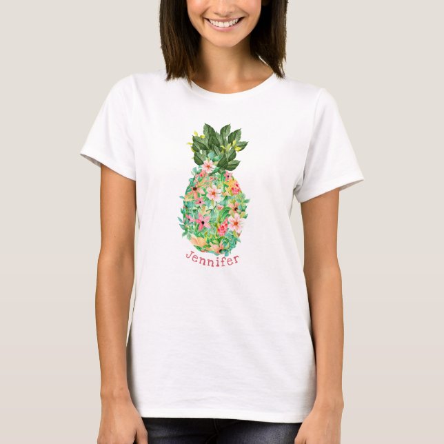 Camiseta Denominação Personalizada Floral Tropical de Abaca (Frente)