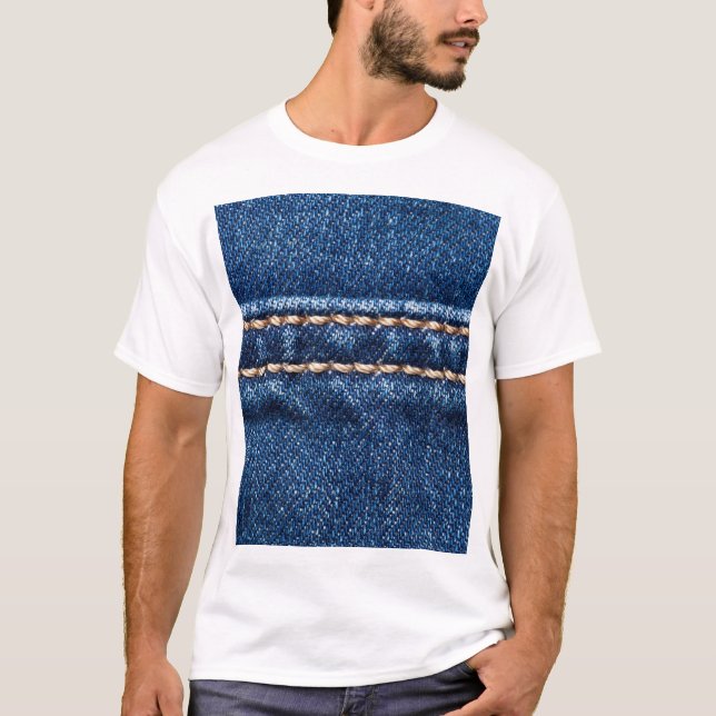 Camiseta Densidade com títulos: a textura do jeans fechado. (Frente)