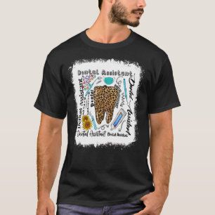 Camiseta Dental Assistant Tipografia Leopardo Dente Dental