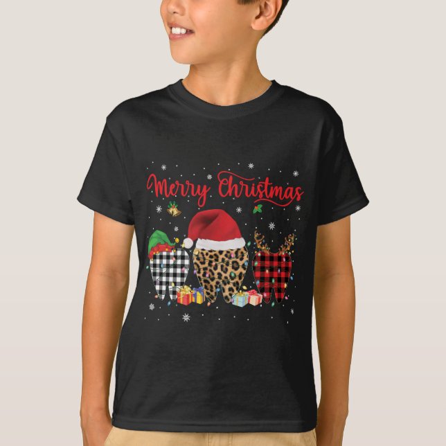 Camiseta Dental Feliz Natal Santa Hat Pajama Funny Dent (Frente)