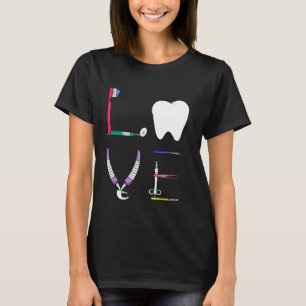 Camiseta Dental Hygienis Love Dentist Tools Graphic
