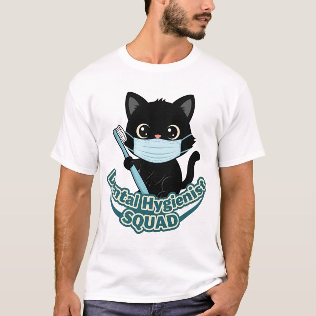 Camiseta Dental Hygienist Black Cat T-Shirt (Frente)