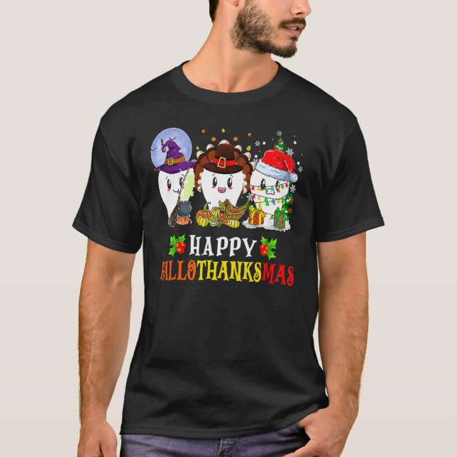 Camiseta Dental Hygienists Halloween Thanksgiving Xmas Hall (Frente)