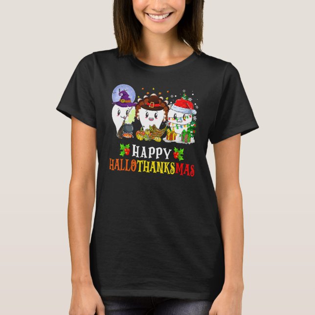 Camiseta Dental Hygienists Halloween Thanksgiving Xmas Hall (Frente)