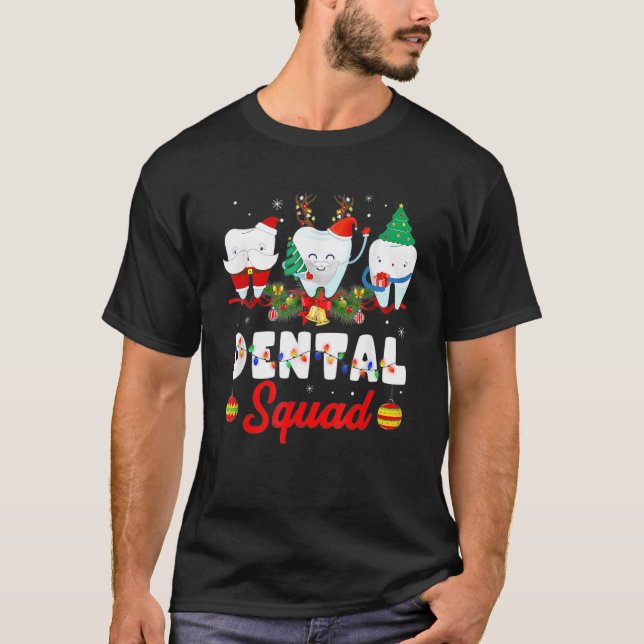 Camiseta Dental Squad Cute Tooth Christmas Dentist Merry X  (Frente)