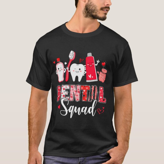 Camiseta Dental Squad Dental Istant Dentist Happy Valentine (Frente)