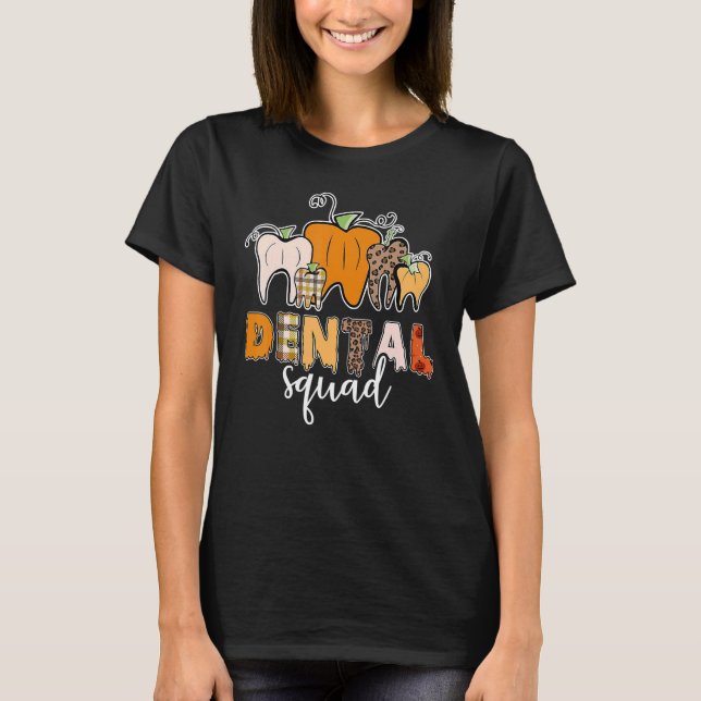 Camiseta Dental Squad Happy Halloween Dentista Dental Spook (Frente)