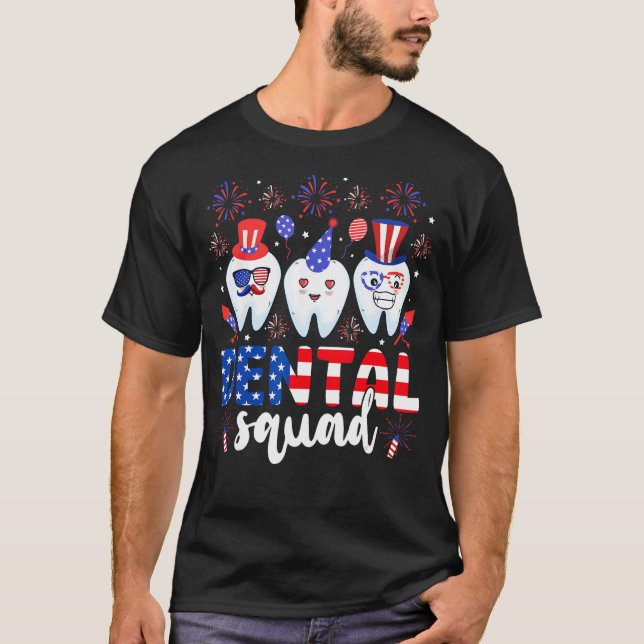Camiseta Dental Squad Tooth 4th Of July Dental Assistant De (Frente)
