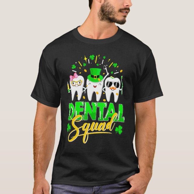 Camiseta Dental Squad Tooth Leprechaun Que Rua Engraçada Pa (Frente)
