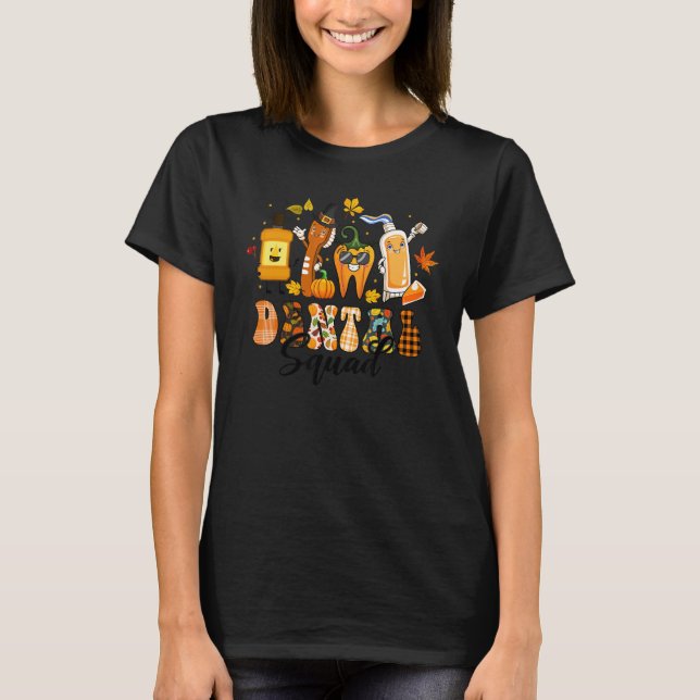 Camiseta Dental Squad Tooth Pumpkin Toothbrush Pilgrim Than (Frente)
