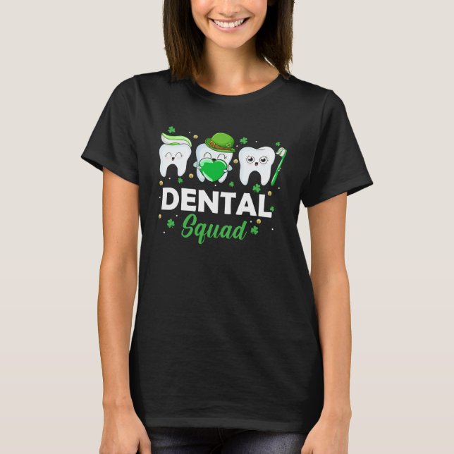 Camiseta Dental Squad Toothbrush Dentist Hearts Love St Pat (Frente)