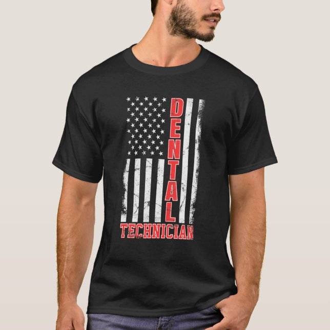 Camiseta Dental Technician Americano Flag Dentist Tech De (Frente)