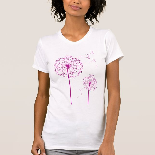 Camiseta dente-de-leão cor-de-rosa (Frente)