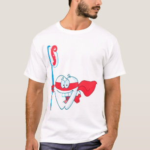 Camiseta Dente de Super-Herói Sorridente Fofo Com Escova de