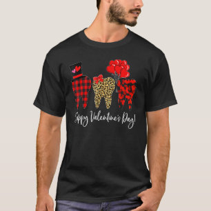 Camiseta Dente de Xadrez bonita Leopardo Feliz Dia dos Namo
