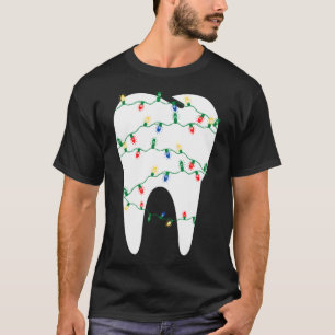 Camiseta Dente dentária natalina nas luzes de Natal
