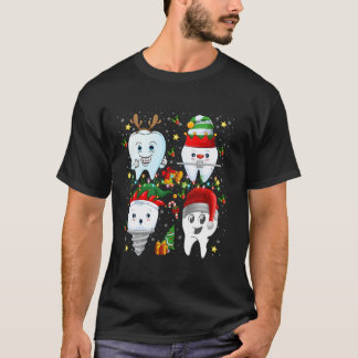 Camiseta Dente Dentista Reindeer Elf Santa Hat Dental