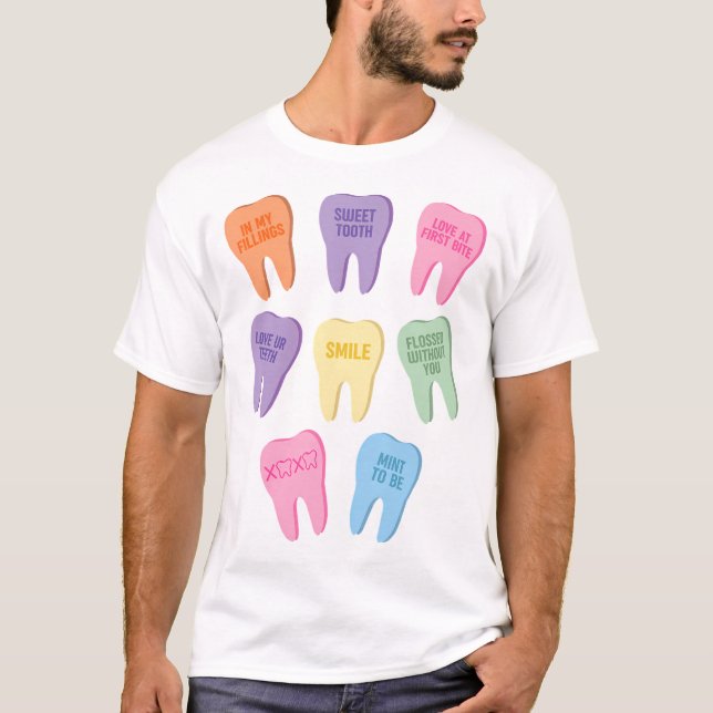 Camiseta Dentes Bonitos De feliz dia de os namorados Dentár (Frente)