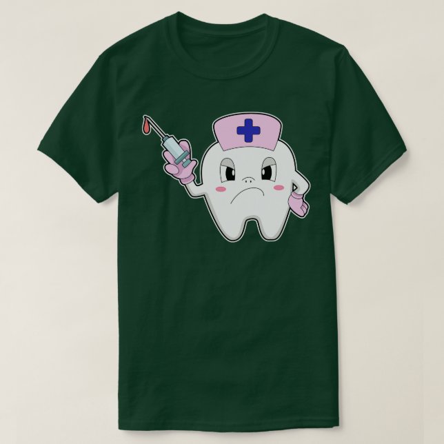 Camiseta Dentes como Enfermeira com Seringa (Frente do Design)