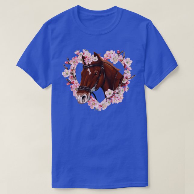 Camiseta Dentes de amante de cavalos, cavalo marrom com flo (Frente do Design)