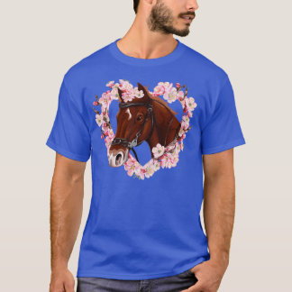 Camiseta Dentes de amante de cavalos, cavalo marrom com flo