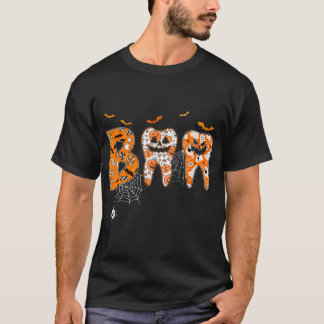 Camiseta Dentes De Boo Dentes De Abóbora Dentista Higiene D