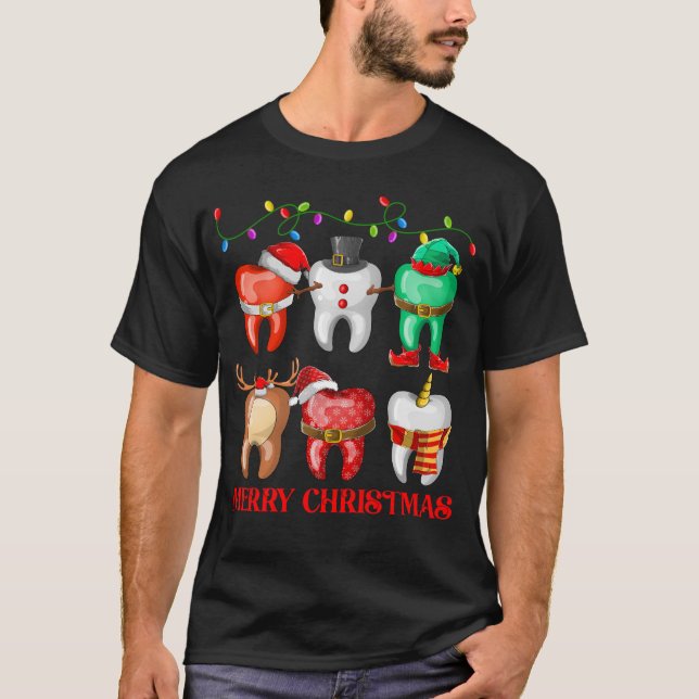 Camiseta Dentes de Natal Dentais Engraçados Dentista de Nat (Frente)