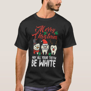 Camiseta Dentes de Natal Feliz Sejam Dentista Branco Xmas D