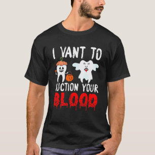 Camiseta Dentes de Sangue Vampiro Dia das Bruxas Profissão