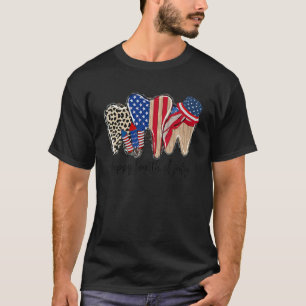 Camiseta Dentes dentárias de Xadrez-leopardo Assistente den