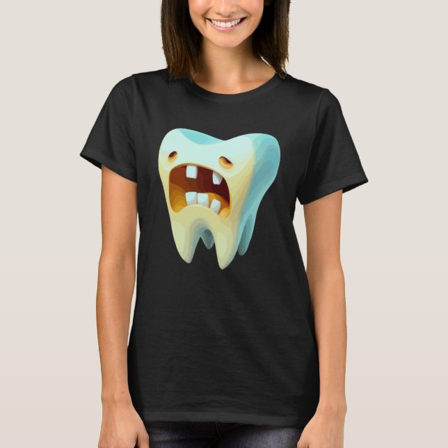 Camiseta Dentes Dentes - Imagem De Gráfico Dental Para Sere (Frente)